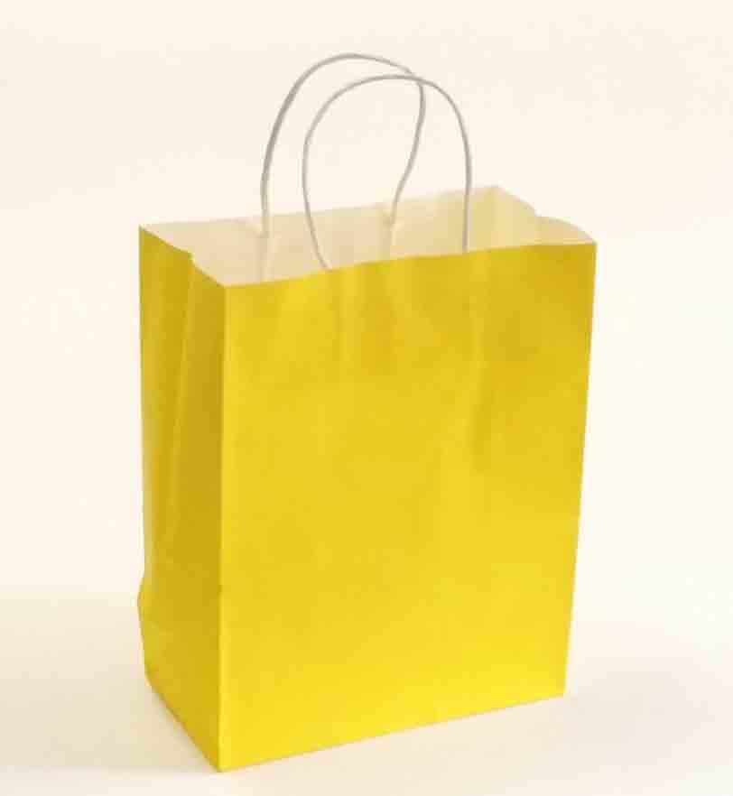 8410 - 8x4x10" - Bright Yellow Paper Shopping Bag - .65 ea, .40/12