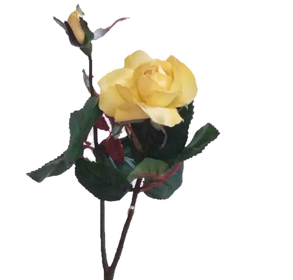 R48 - 14" Yellow Tea Rose with Bud - 1.75 ea, 1.50/12