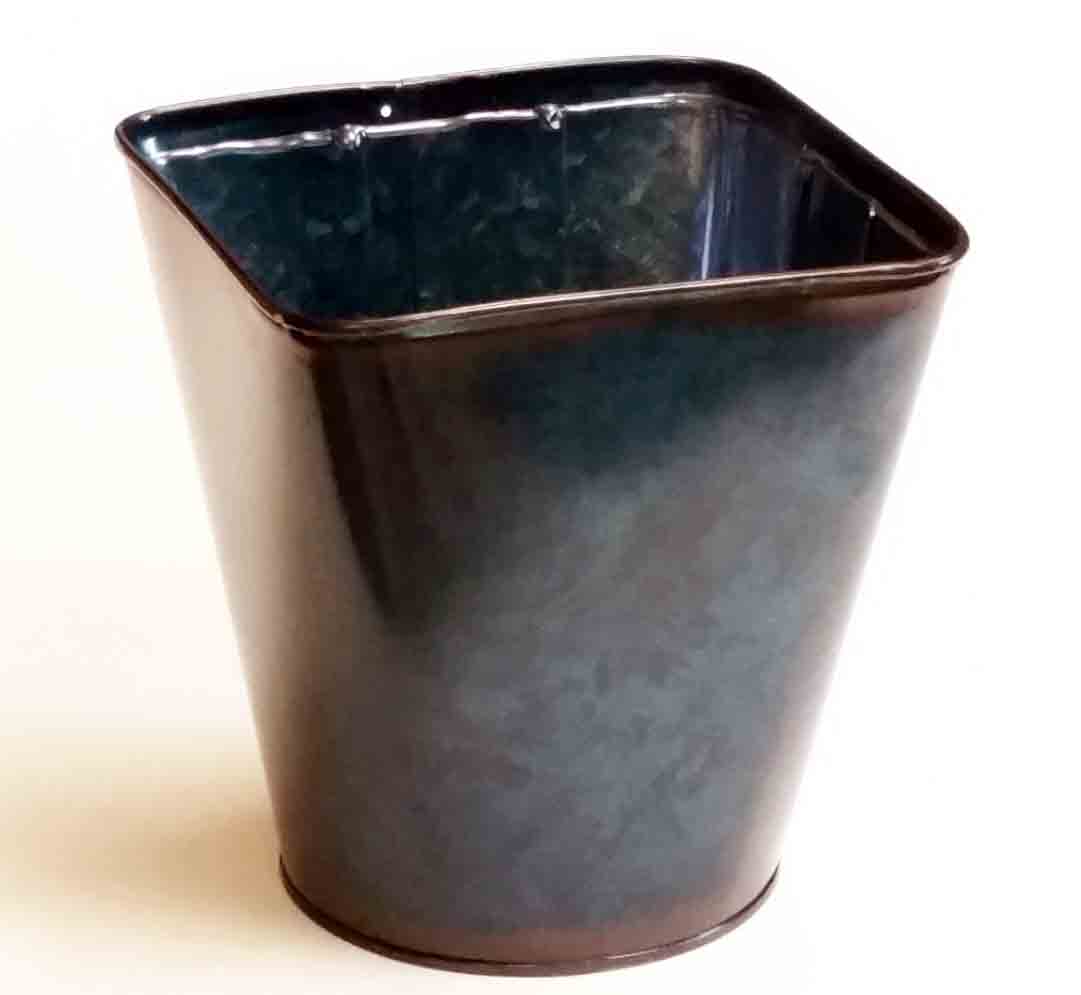 M63 - 7.25" Navy Blue Tapered Metal Pot - 4.25 ea, 3.95/12