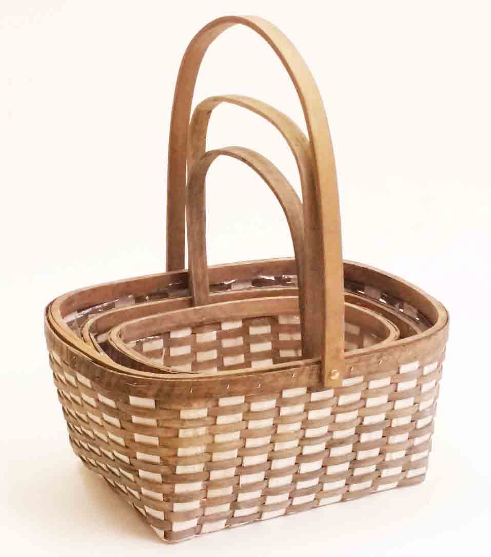 4582 - Rectangular Wood Chip Baskets - 35.75 set of 3