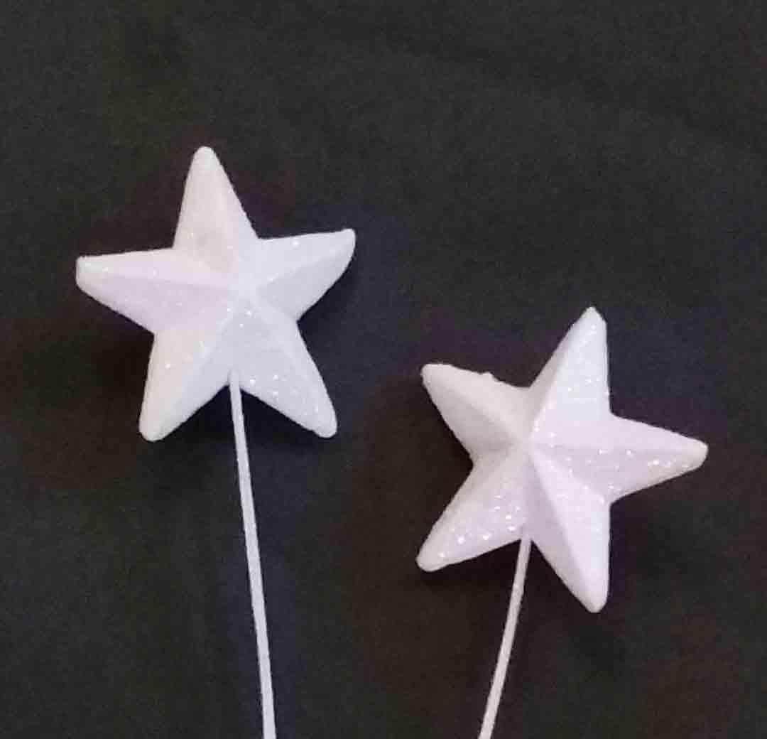 X3810 - 2.75" Iridescent Glitter Star on 15" Stick