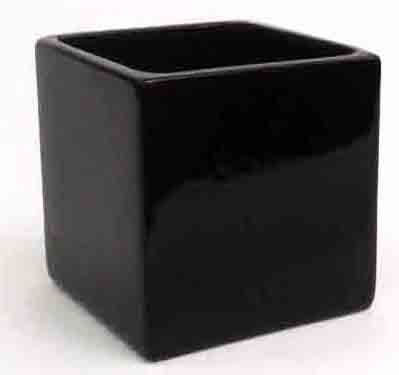 C01 - 6" Matte Black Square Ceramic Cube - 14.75 ea, 13.75/6