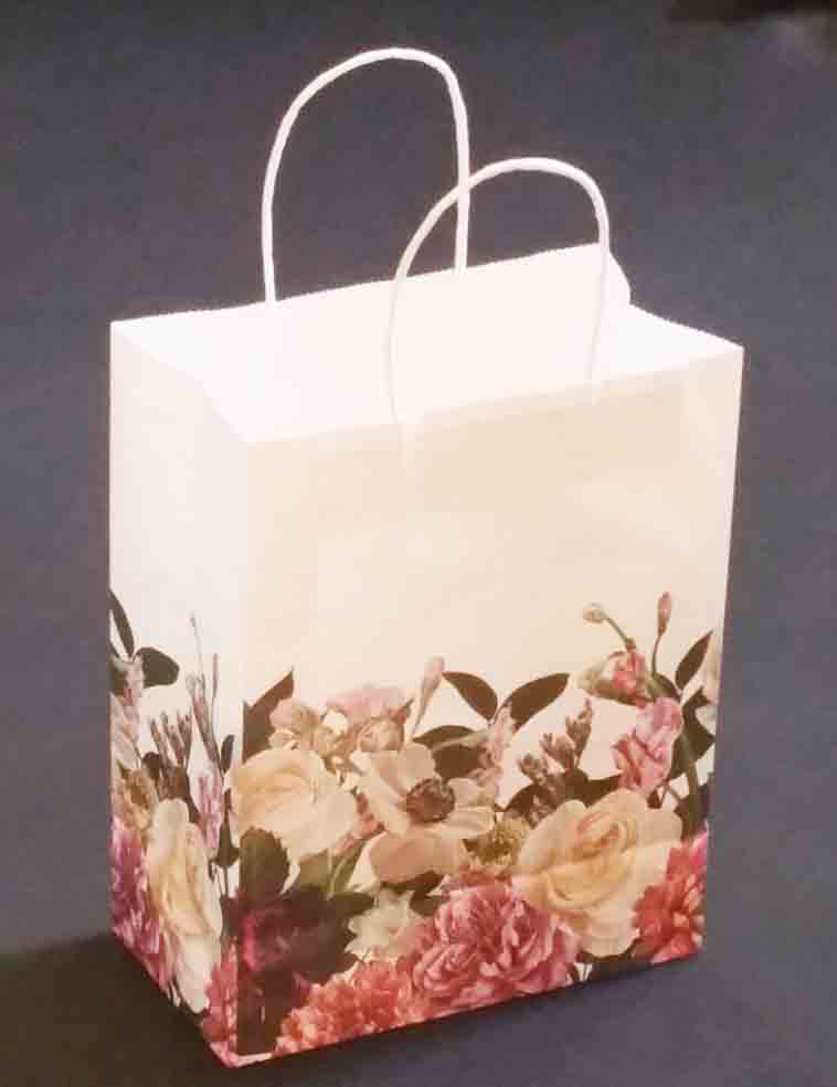 1068 - 4.25 x 8.25 x 10.5" Paper Bag w Floral Garden - .75 ea, .60/10