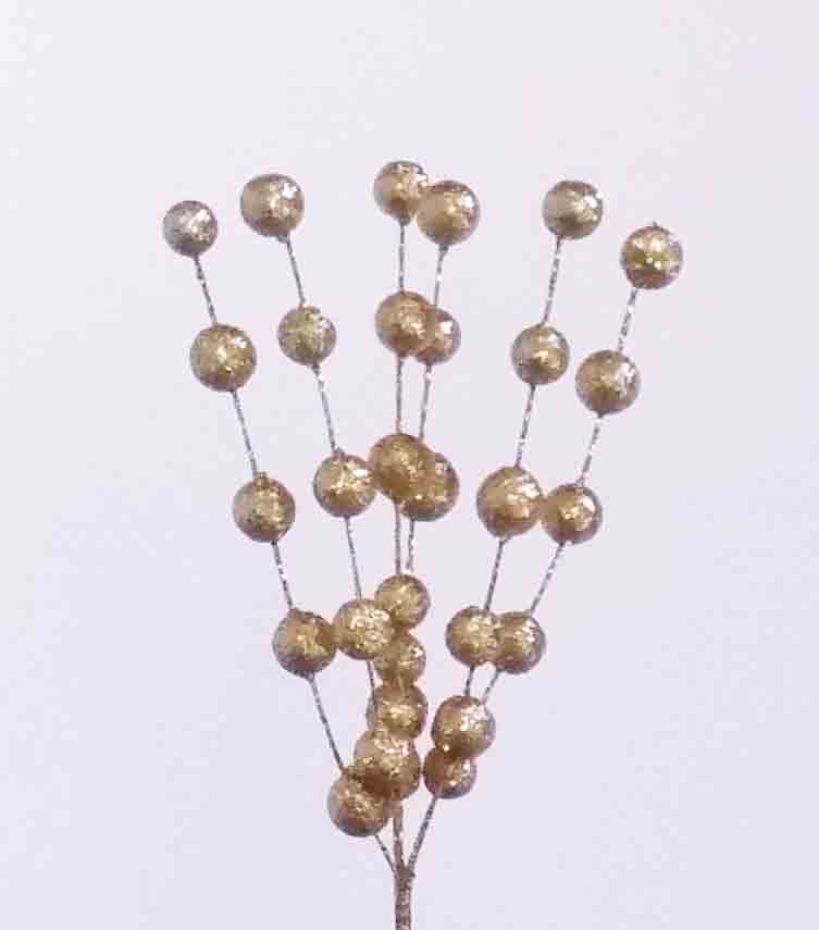 X474 - 10" Gold Glitter Berry Pick - 1.40 ea, 1.25/12