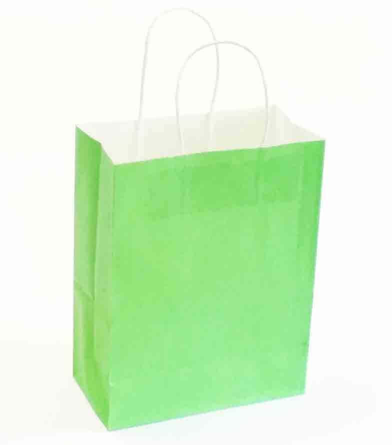 8410 - 8x4x10" Bright Green Paper Shopping Bag - .65 ea, .40/12