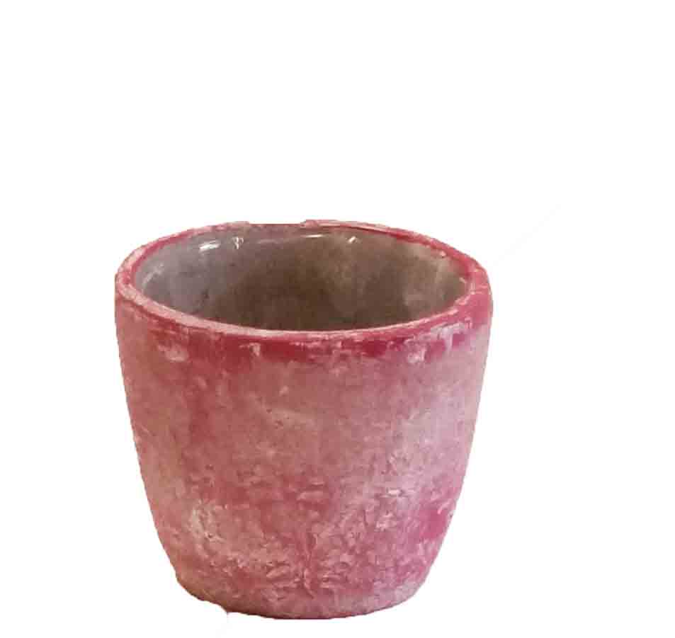 C1300 - 3.5" Red Berry Embossed Ceramic Pot - 2.40 ea, 1.95/16