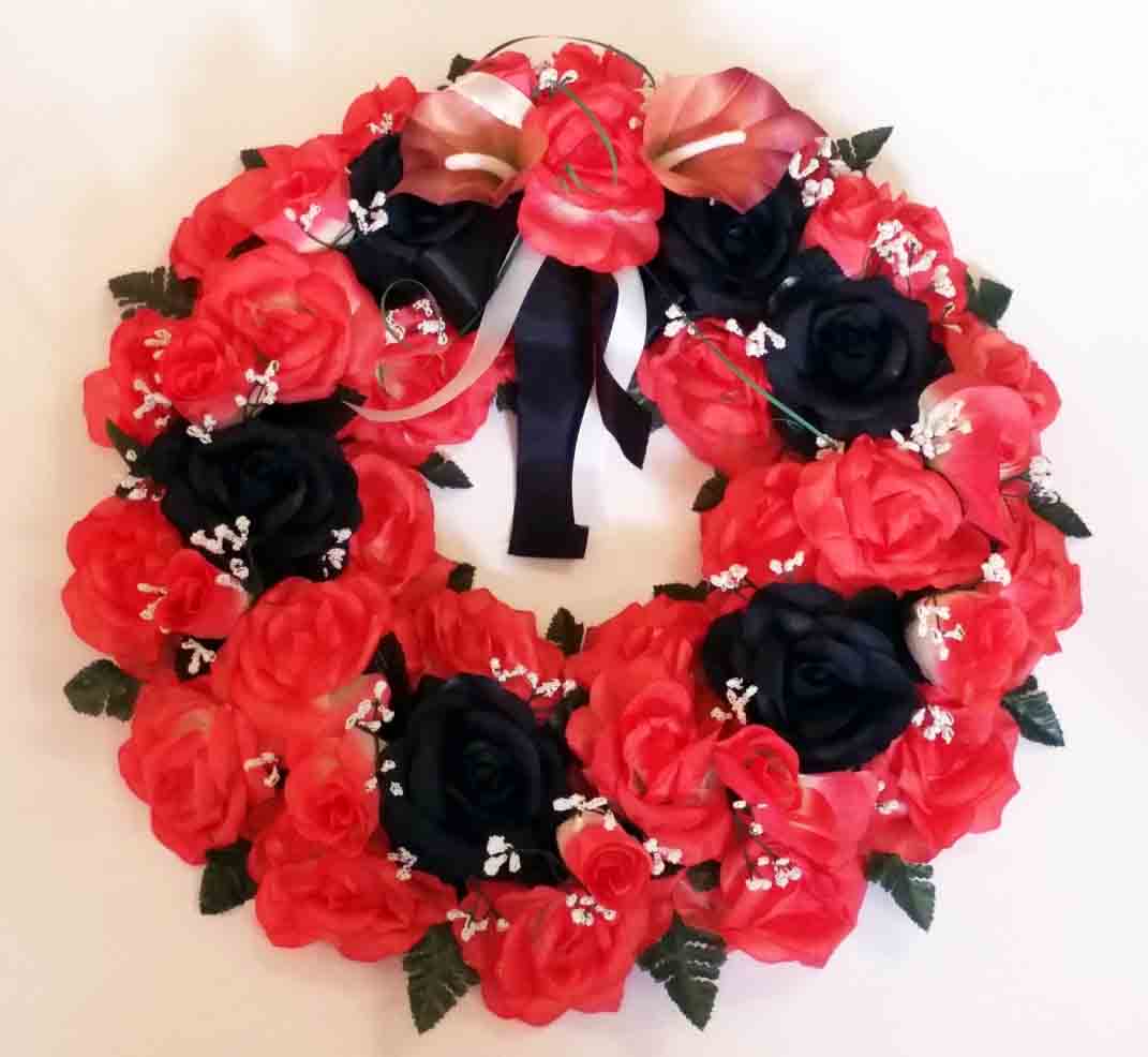 1132 - 20" Orange/Black Elegant Wreath - 42.50 ea