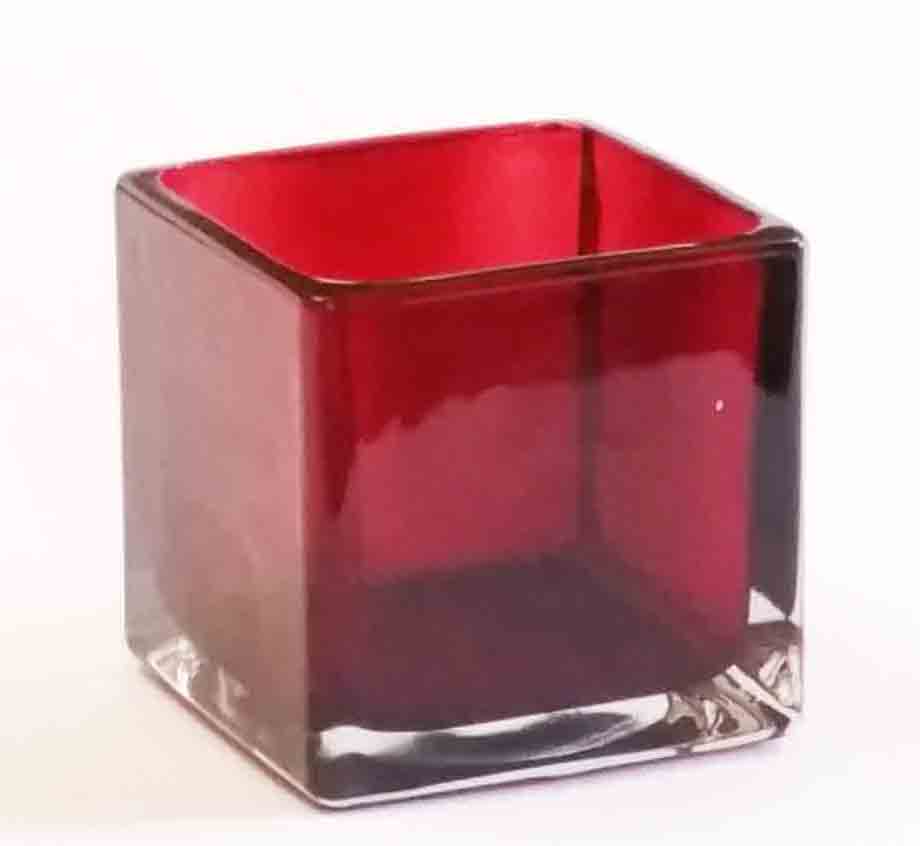 GC3064 - 4" Ruby Glass Cube - 7.25 ea, 6.75/12