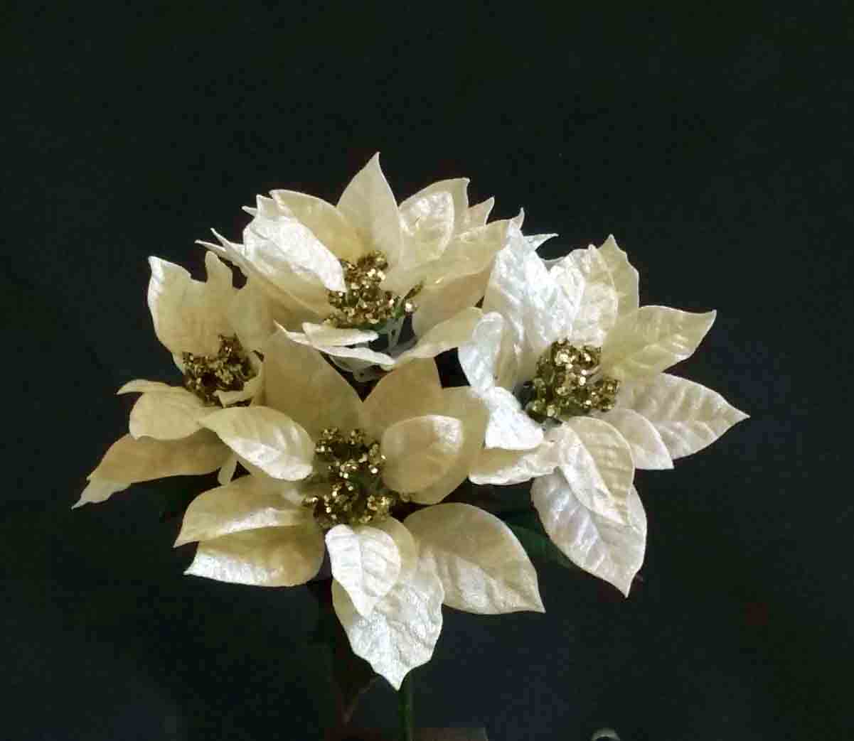 X575 - 10" Ivory Velvet Poinsettia Bush - 8.95 ea, 8.25/12