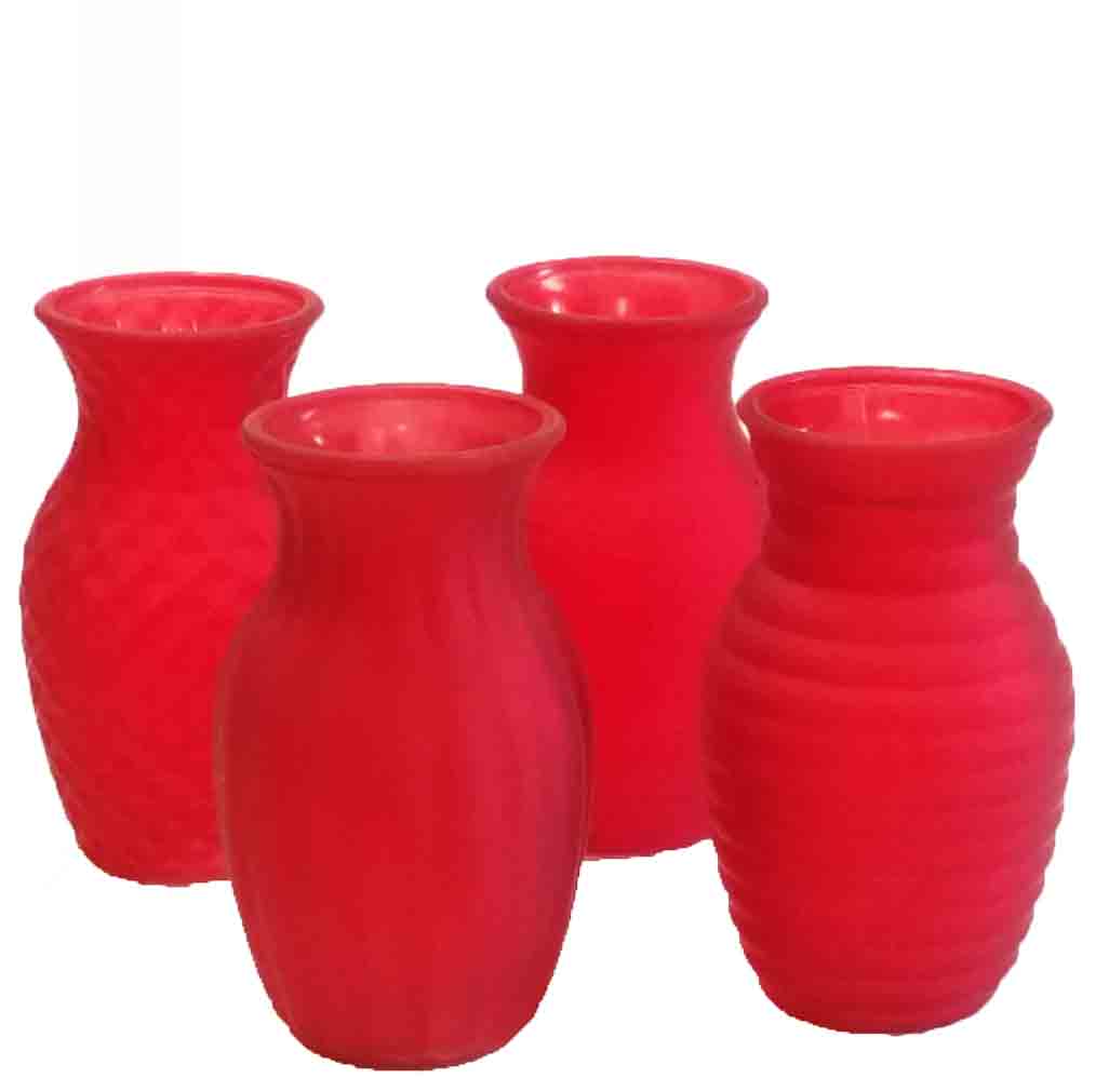 GC116 - 7.5" Red Frosted Vase Assortment - 3.50 ea, 3.25/12